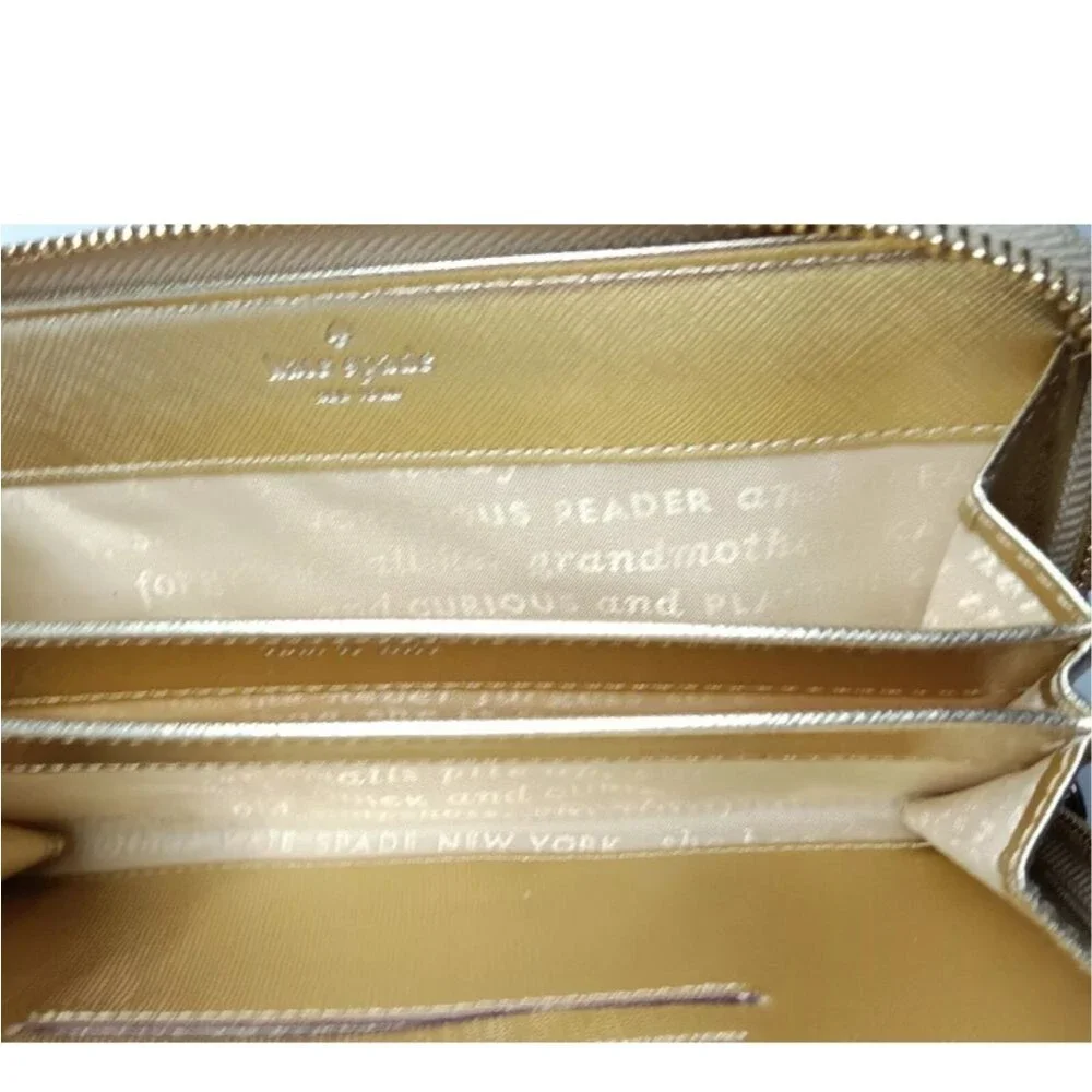 Kate Spade Large Zip Around Wallet Gold Saffiano Leather Retail $195